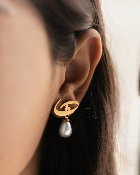 Calligraphed Letter Earrings ث